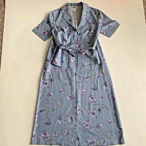 Pendleton Womens Vintage 100% Silk Set Petite Top Size 6 Skirt Size 8 Floral